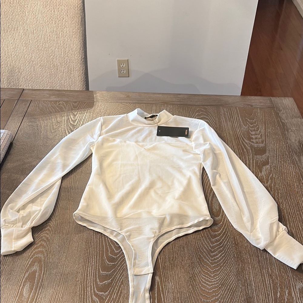 Shinestar Ivory Mesh Bodysuit